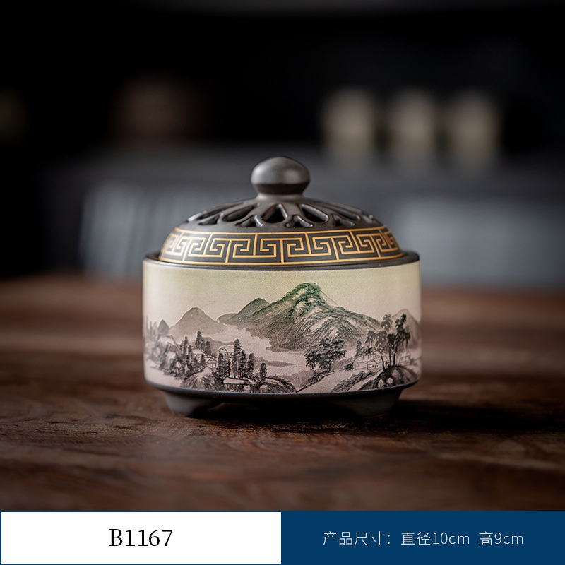 Thác Khói Trầm Hương hình trụ - lư gốm xông trầm Bằng Gốm Sứ Trang Trí