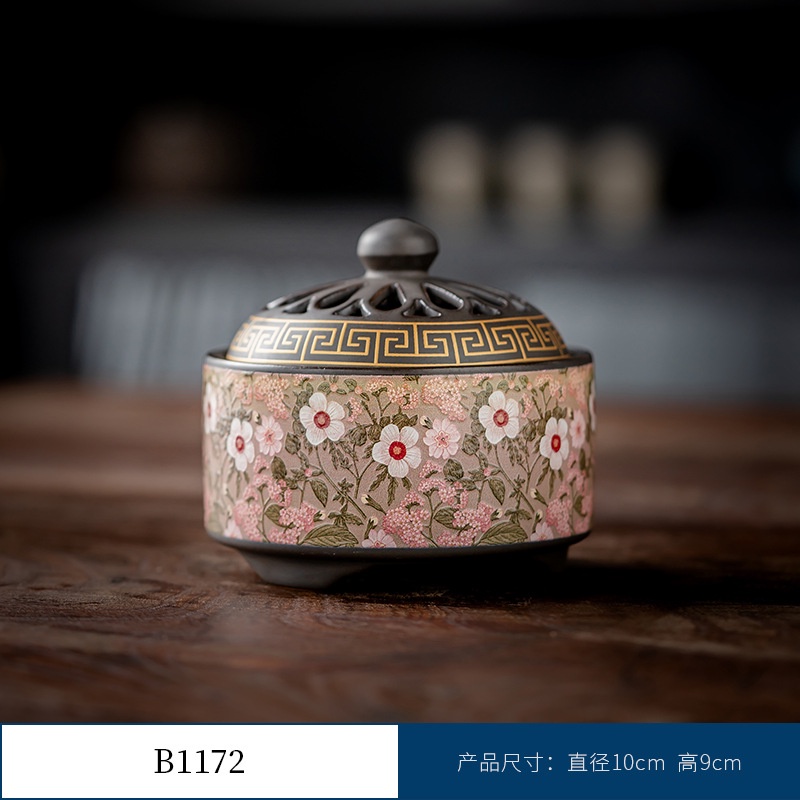 Thác Khói Trầm Hương hình trụ - lư gốm xông trầm Bằng Gốm Sứ Trang Trí