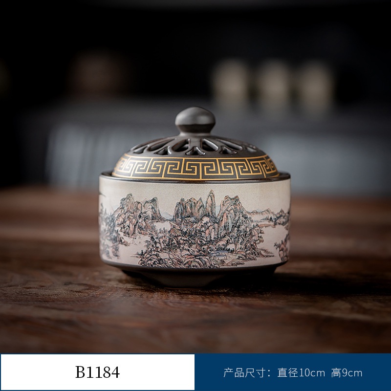 Thác Khói Trầm Hương hình trụ - lư gốm xông trầm Bằng Gốm Sứ Trang Trí