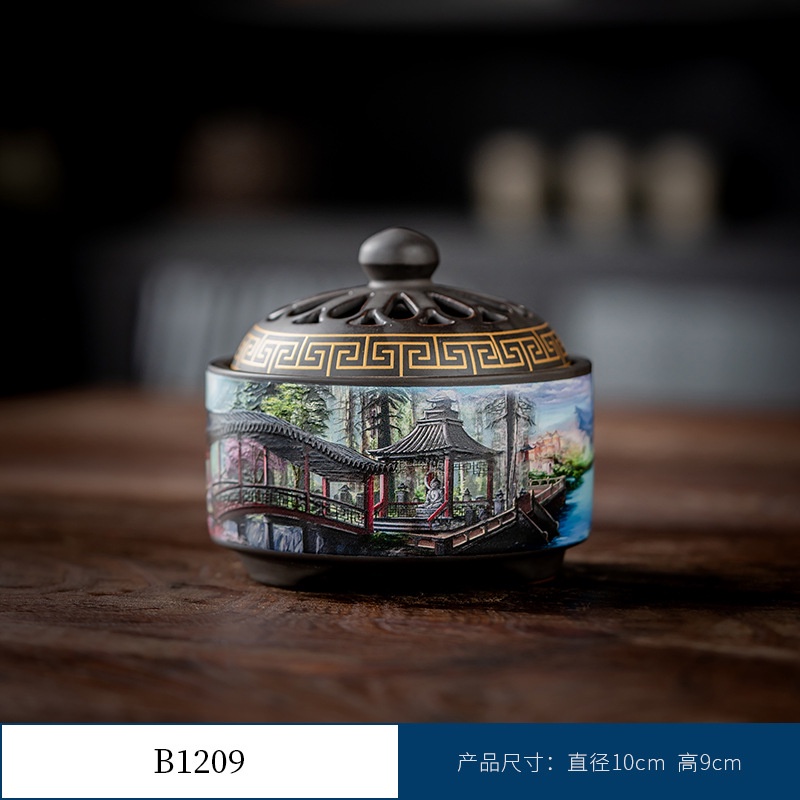 Thác Khói Trầm Hương hình trụ - lư gốm xông trầm Bằng Gốm Sứ Trang Trí