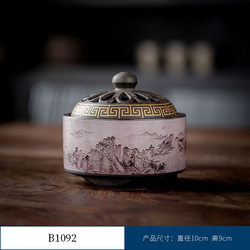 Thác Khói Trầm Hương hình trụ - lư gốm xông trầm Bằng Gốm Sứ Trang Trí