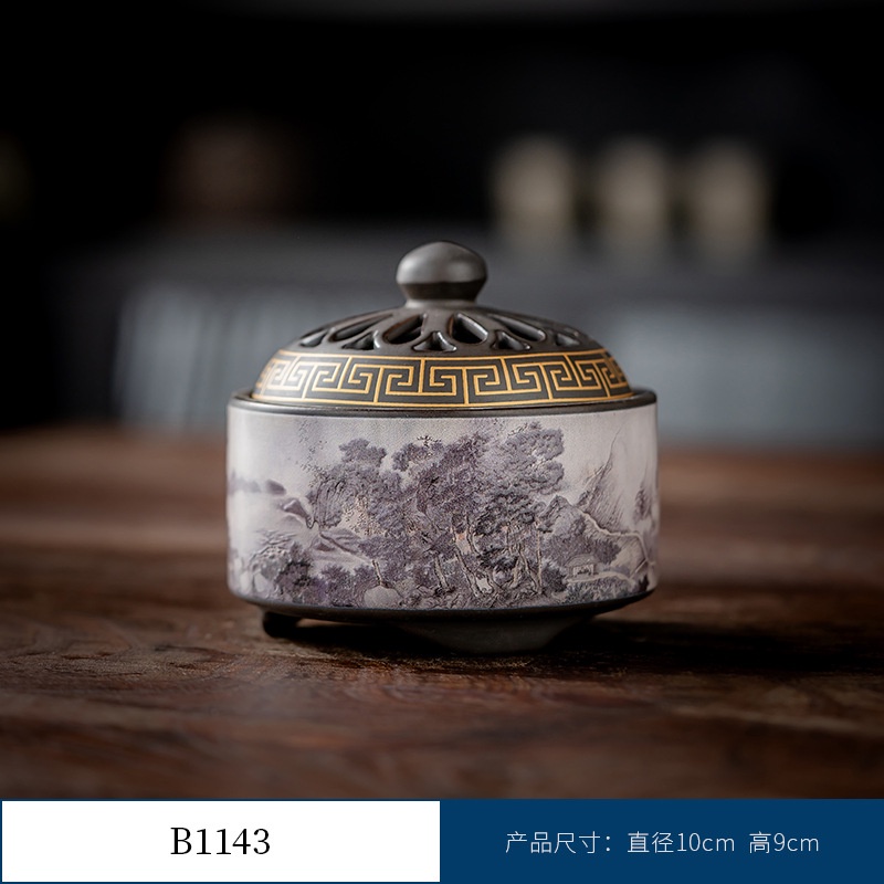 Thác Khói Trầm Hương hình trụ - lư gốm xông trầm Bằng Gốm Sứ Trang Trí