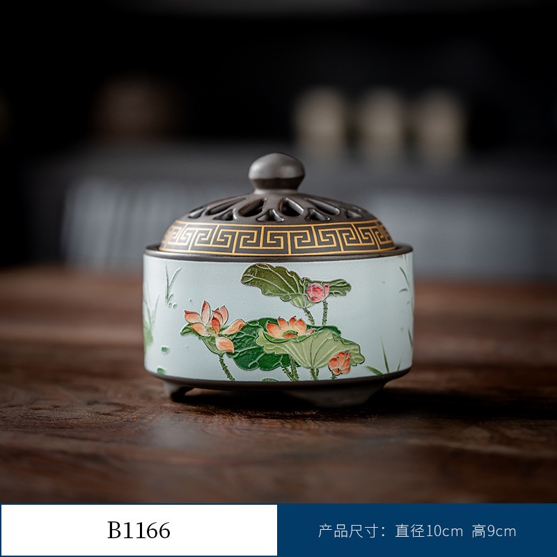 Thác Khói Trầm Hương hình trụ - lư gốm xông trầm Bằng Gốm Sứ Trang Trí