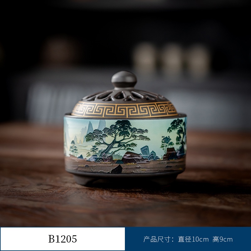 Thác Khói Trầm Hương hình trụ - lư gốm xông trầm Bằng Gốm Sứ Trang Trí