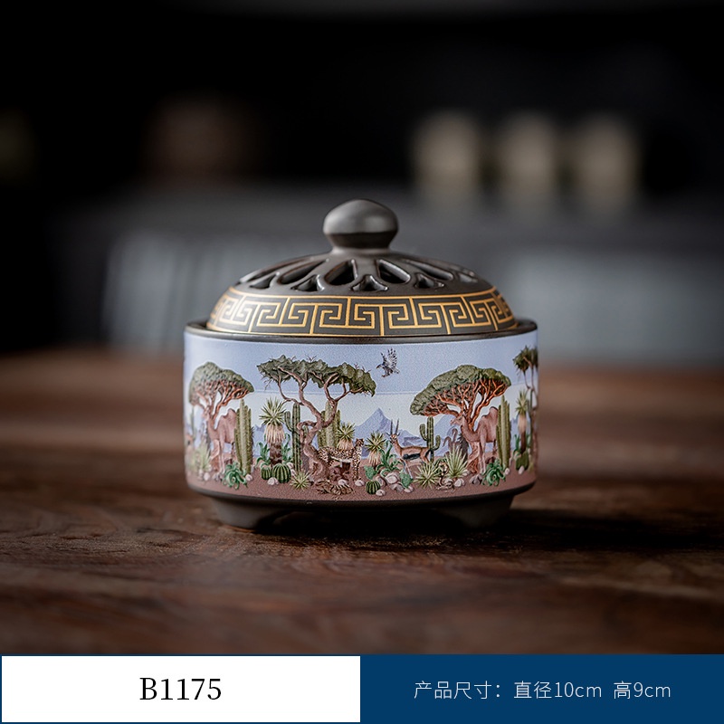 Thác Khói Trầm Hương hình trụ - lư gốm xông trầm Bằng Gốm Sứ Trang Trí