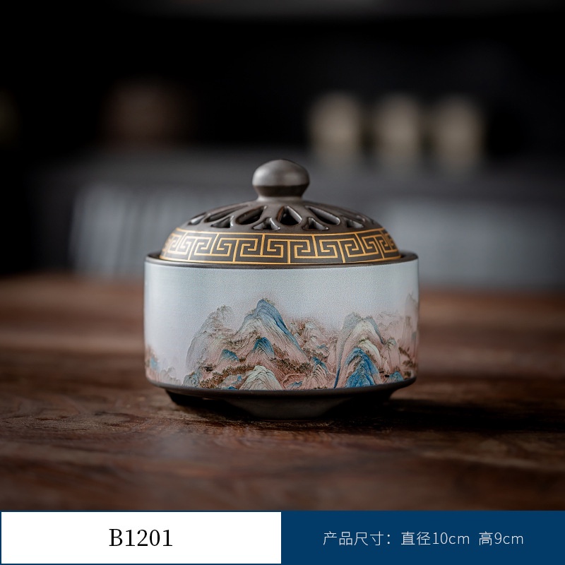 Thác Khói Trầm Hương hình trụ - lư gốm xông trầm Bằng Gốm Sứ Trang Trí