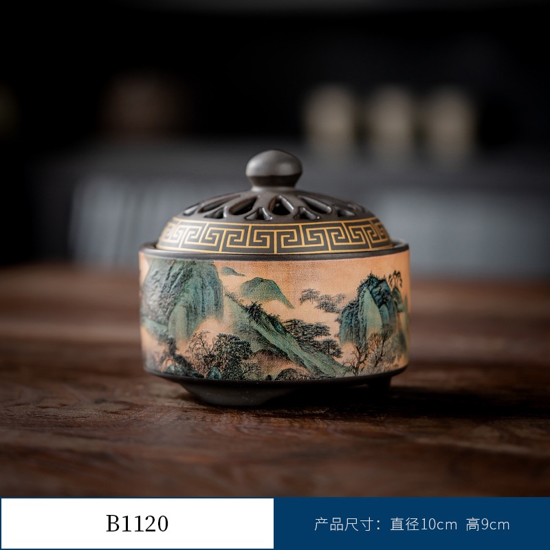 Thác Khói Trầm Hương hình trụ - lư gốm xông trầm Bằng Gốm Sứ Trang Trí