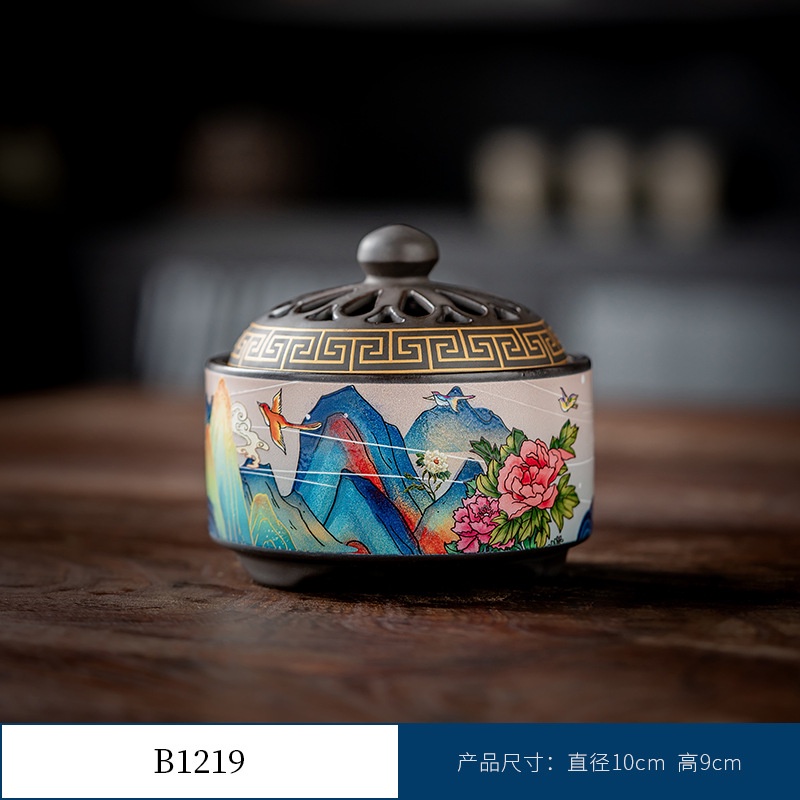 Thác Khói Trầm Hương hình trụ - lư gốm xông trầm Bằng Gốm Sứ Trang Trí