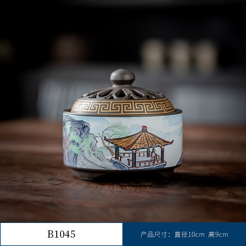 Thác Khói Trầm Hương hình trụ - lư gốm xông trầm Bằng Gốm Sứ Trang Trí