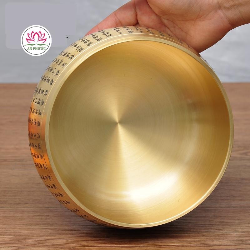 Chuông Đồng Viền  Khắc Chú Đại Bi - Chuông Đài Loan Đồng Vàng Chữ Phật Khắc Chú Đại Bi