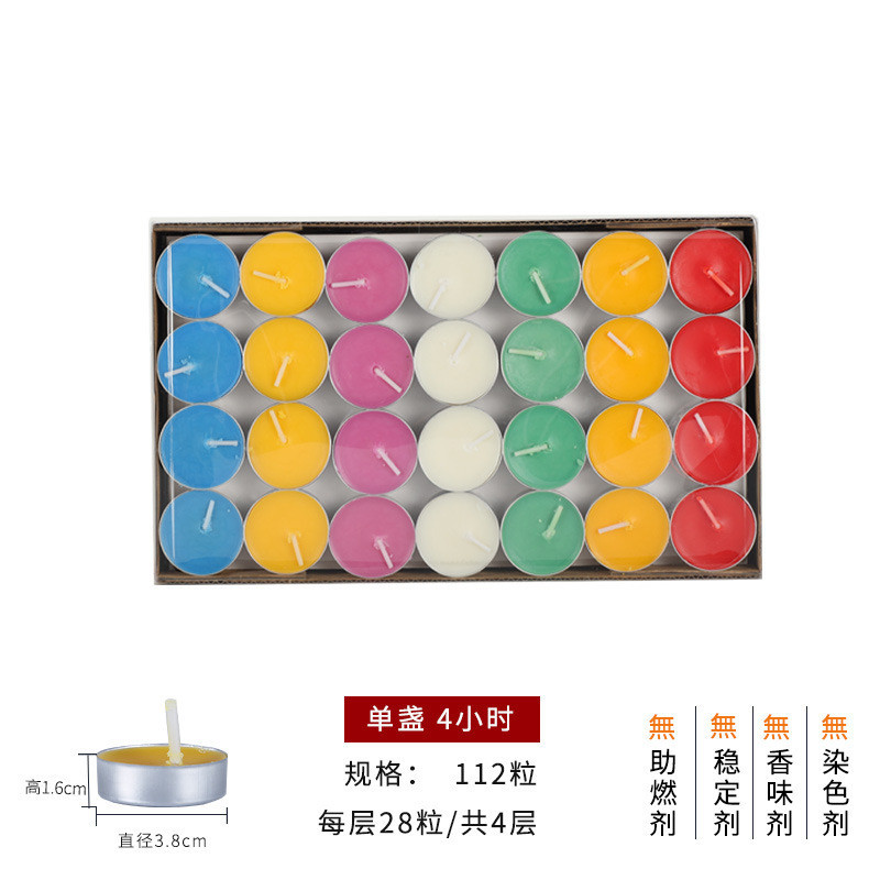 Nến Thơm - Nến Bơ Cúng Phật hộp 100 viên cháy 4h Đủ Màu, Không Mùi Không Khói