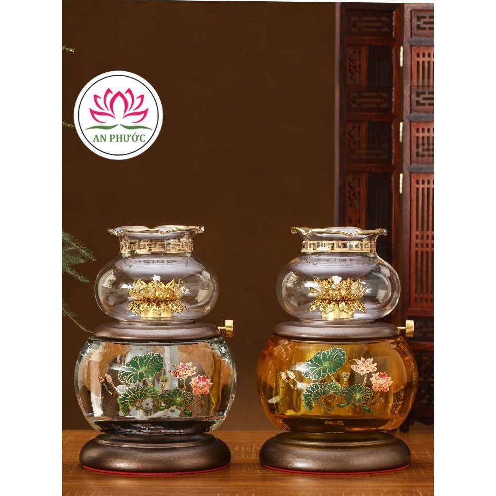 Đèn Dầu - Đèn Dầu Thờ Cúng Phật Pha Lê mã 050