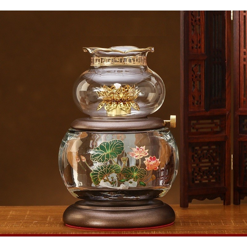 Đèn Dầu - Đèn Dầu Thờ Cúng Phật Pha Lê mã 050