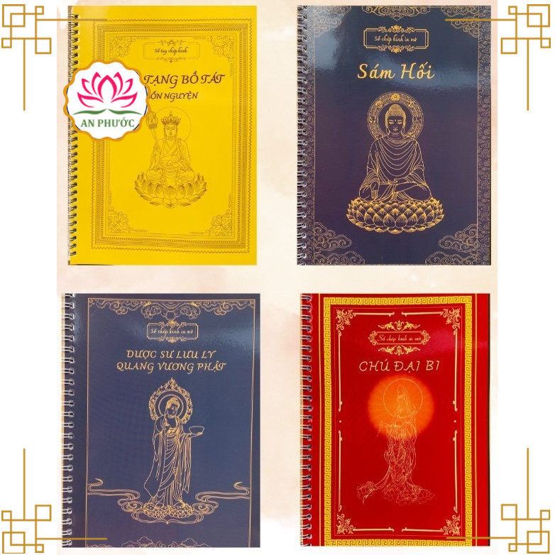 Combo 6 Cuốn Sổ Tay Chép Kinh In Mờ - trọn bộ vở chép kinh