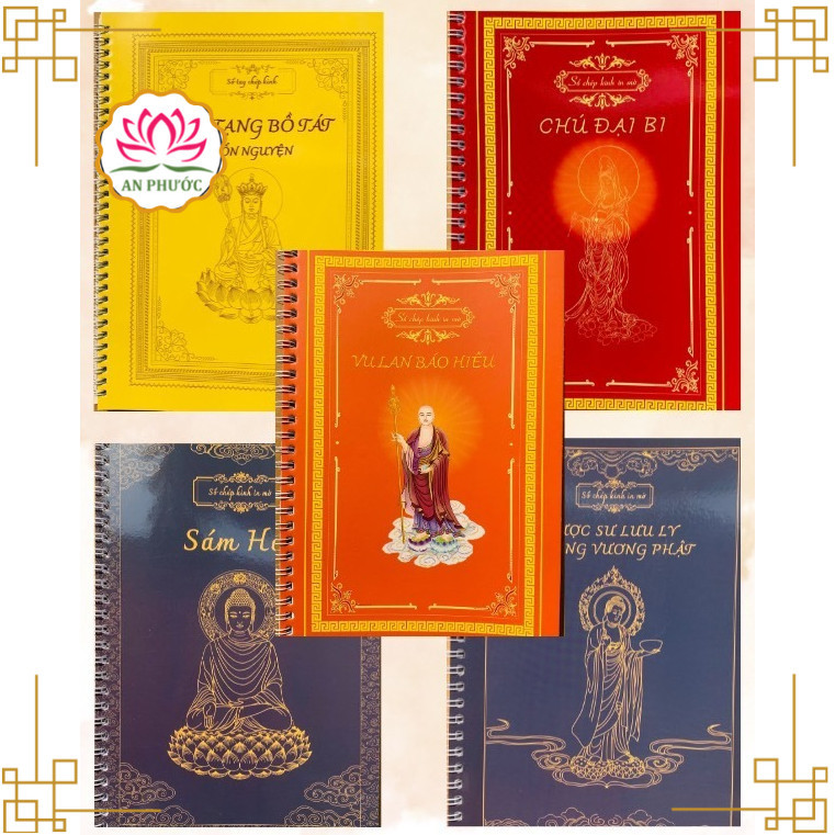 Combo 6 Cuốn Sổ Tay Chép Kinh In Mờ - trọn bộ vở chép kinh