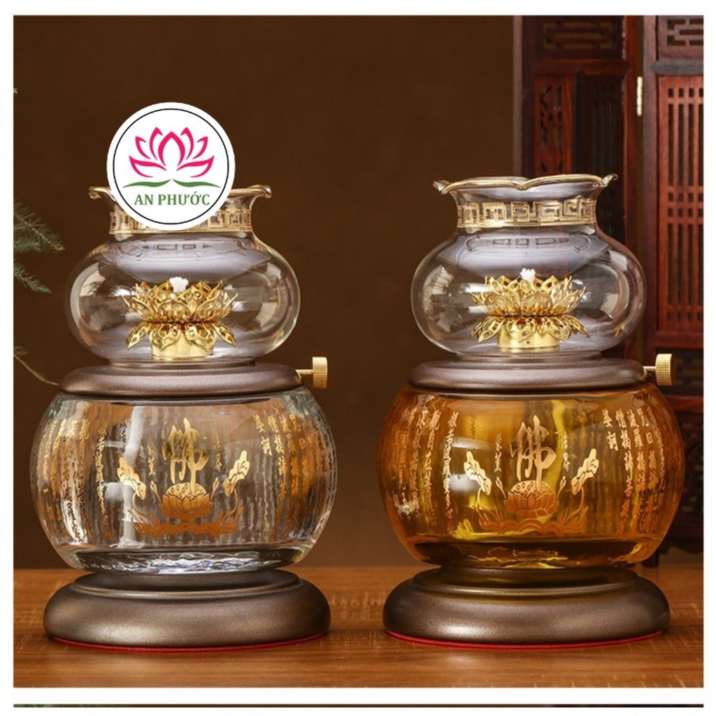 Đèn Dầu - Đèn Dầu Thờ Cúng Phật Pha Lê mã 050