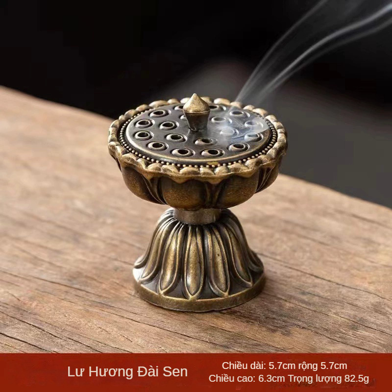 Lư Hương Hạc Cung Đình 100g – Lò Đốt Trầm Kim Loại Vạn Thọ – Kèm Đế Chống Cháy & Lỗ Cắm Nhang + Nhang Vân Mây