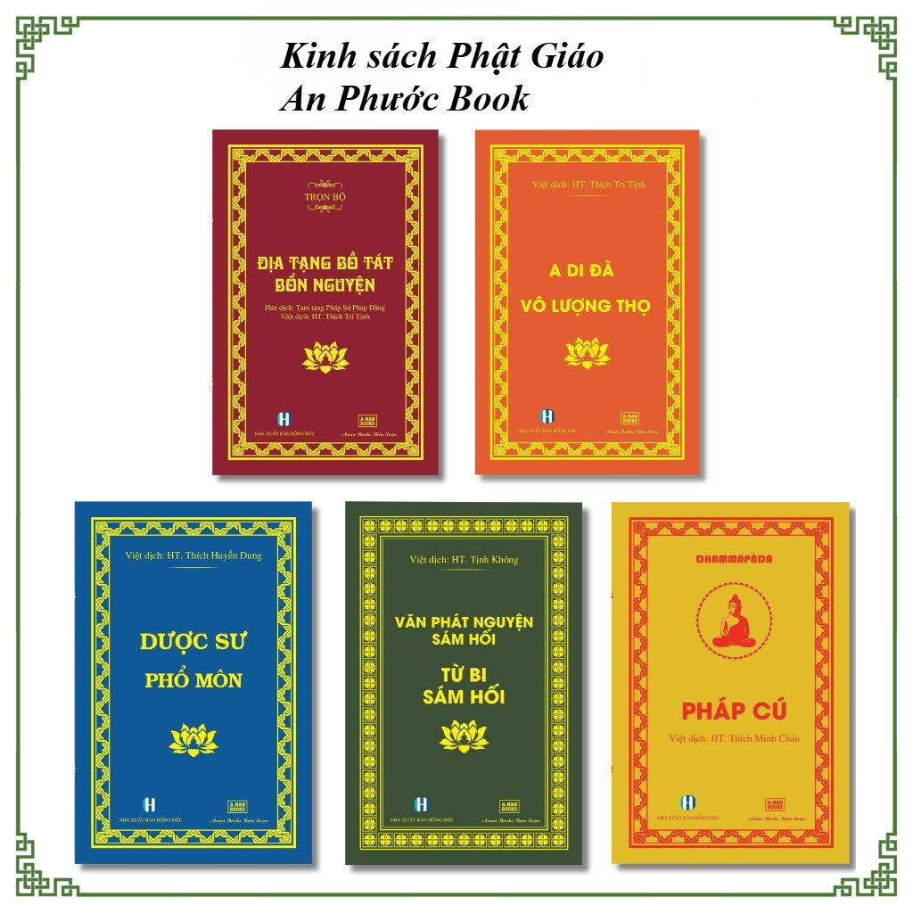 Sách - Kinh Mini Địa Tạng Bổn Nguyện, A Di Đà, Dược Sư, Pháp Cú, Sám Hối, Phổ Môn, Vô Lượng Thọ-Trọn Bộ Mini Bìa Cứng