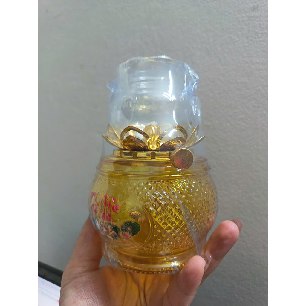Đèn thắp dầu hoa sen thủy tinh 060 - đèn thờ cúng Gia tiên, Thần Tài. thờ Phật