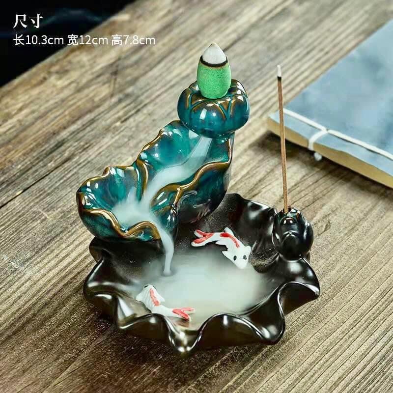 Thác Xông Trầm Tiểu cảnh Mini cá Koi - quà tặng phong thủy