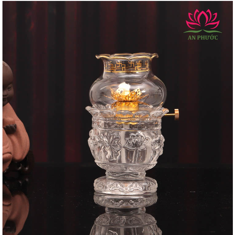 Đèn Thắp Dầu Lưu Ly Hoa Sen - Đèn Dầu Lưu Ly Hoa Sen mã 039