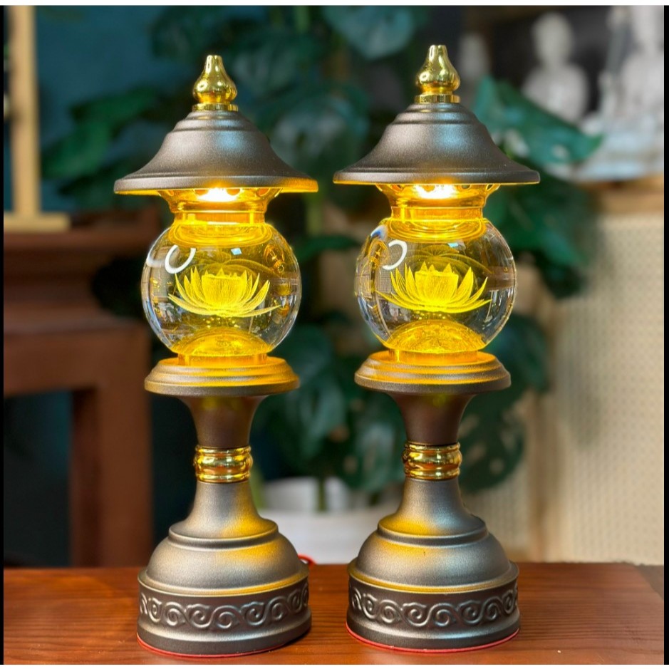 Đèn Thờ Điện Chóp Cầu Hoa Sen - Đèn Điện Hoa Sen AP09