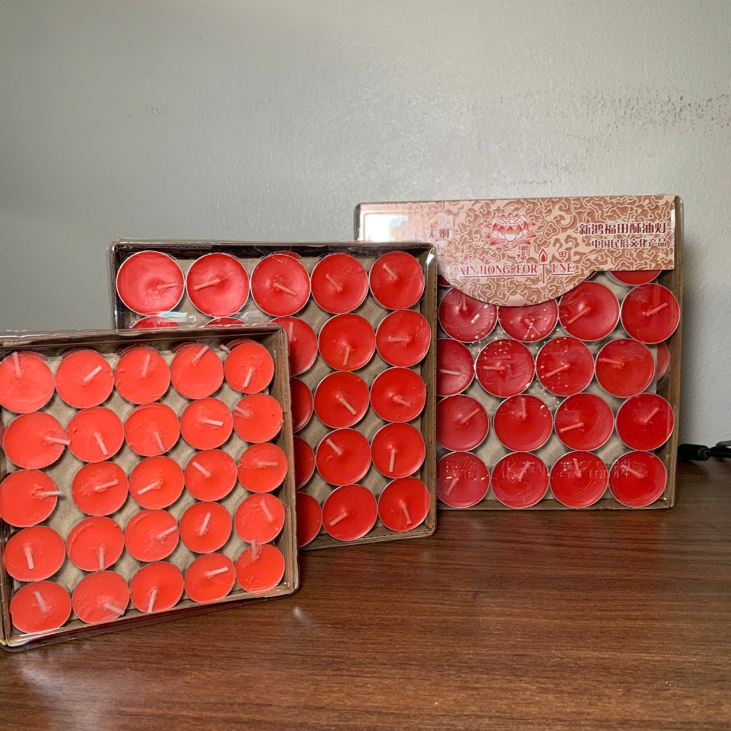 Nến Thơm - Nến Bơ Cúng Phật hộp 100 viên cháy 4h Đủ Màu, Không Mùi Không Khói