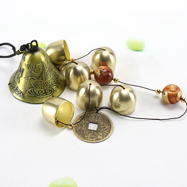 Chuông Gió Phong Thủy 2 Tầng 6 Quả Chuông  Mũ Long Phụng Âm Vang May Mắn Tài Lộc