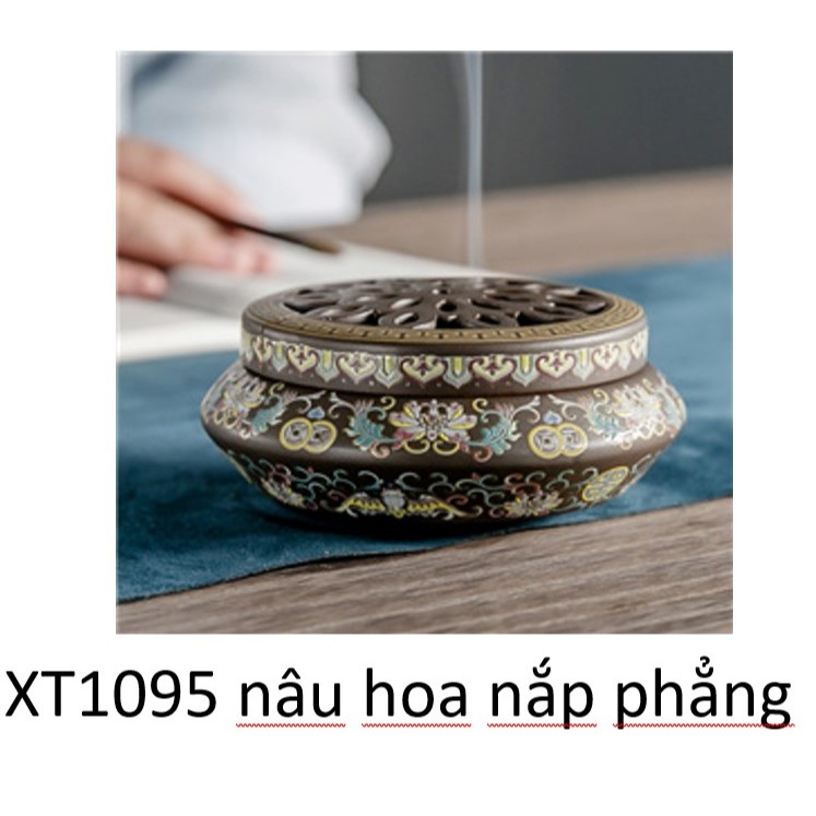Lư Xông Trầm Hương - Đỉnh Đốt Nhang Bằng Gốm Sứ Cao Cấp Có Hoa Văn Chạm Khắc rồng, sen, chú