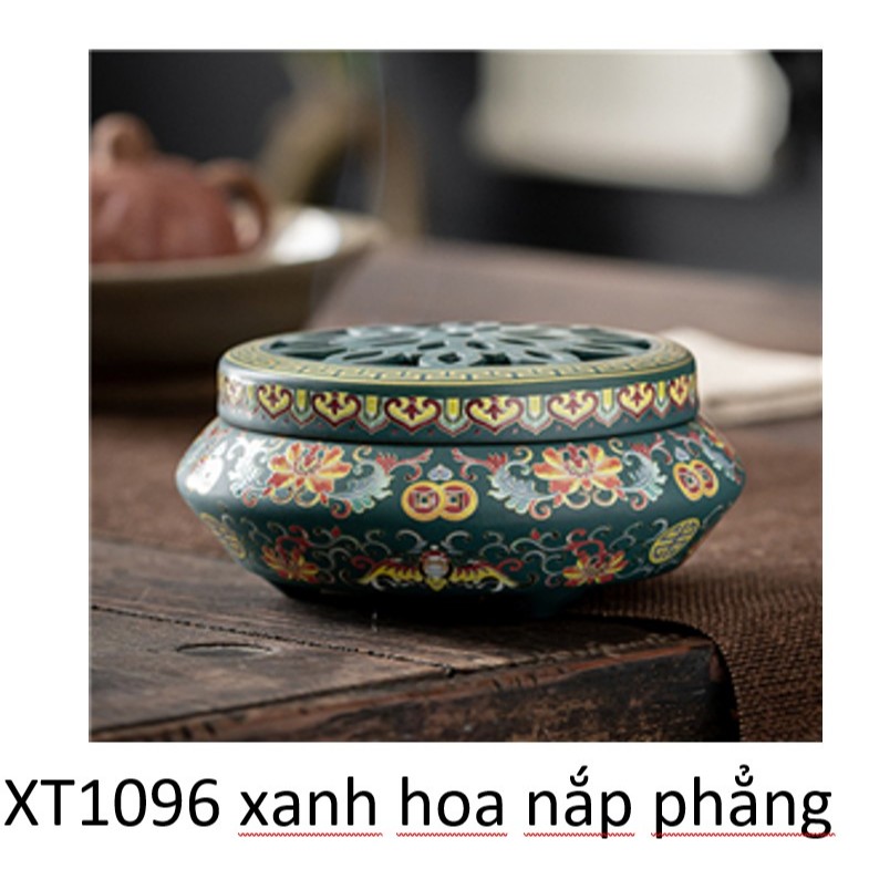 Lư Xông Trầm Hương - Đỉnh Đốt Nhang Bằng Gốm Sứ Cao Cấp Có Hoa Văn Chạm Khắc rồng, sen, chú