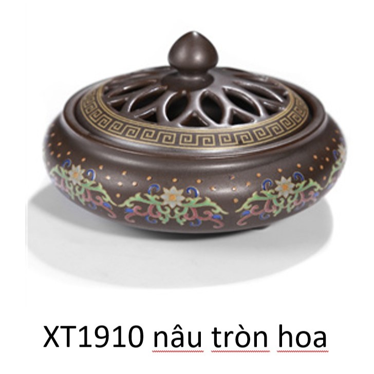 Lư Xông Trầm Hương - Đỉnh Đốt Nhang Bằng Gốm Sứ Cao Cấp Có Hoa Văn Chạm Khắc rồng, sen, chú