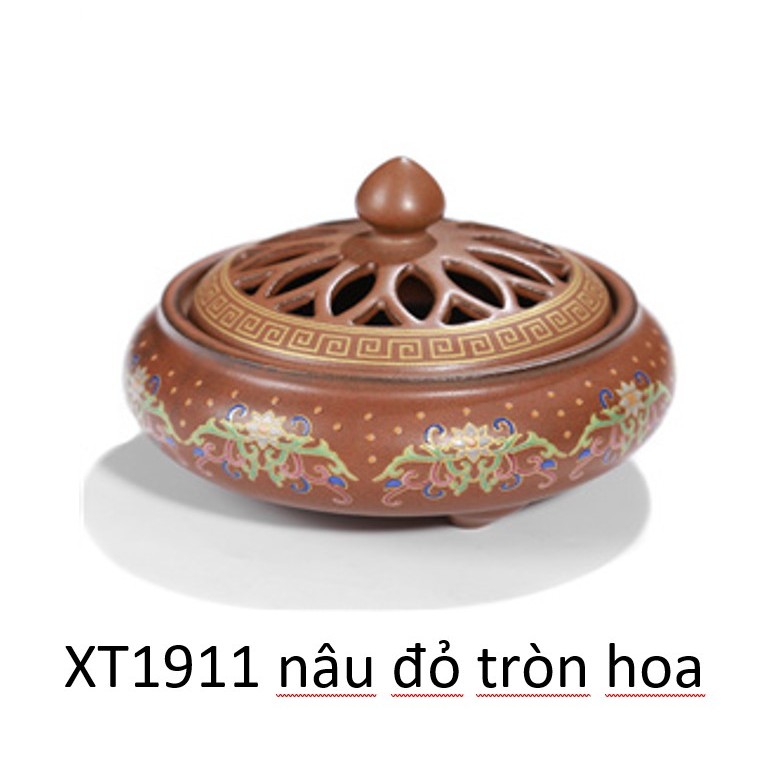 Lư Xông Trầm Hương - Đỉnh Đốt Nhang Bằng Gốm Sứ Cao Cấp Có Hoa Văn Chạm Khắc rồng, sen, chú