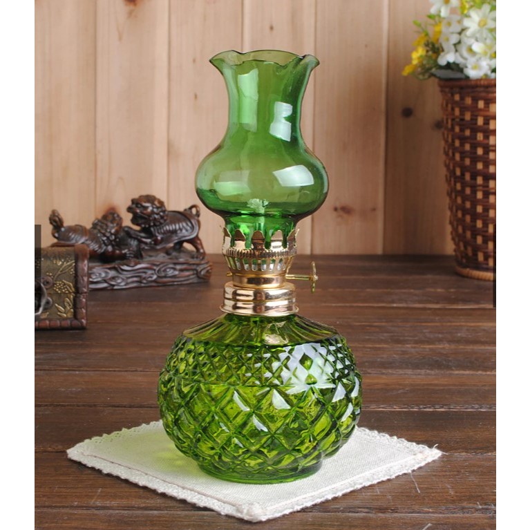 Đèn Dầu Vân Trám - Đèn Thắp Dầu Thủy Tinh Bầu Tròn  lưu ly để ban thờ thần tài, ban thờ thổ địa, ban thờ gia tiên(180ml)