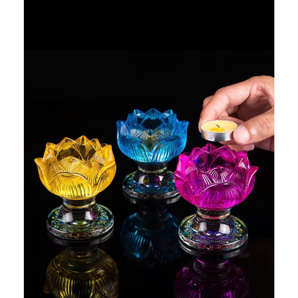 ĐẾ NẾN HOA SEN THỦY TINH CAO CẤP - PHONG THỦY MAY MẮN