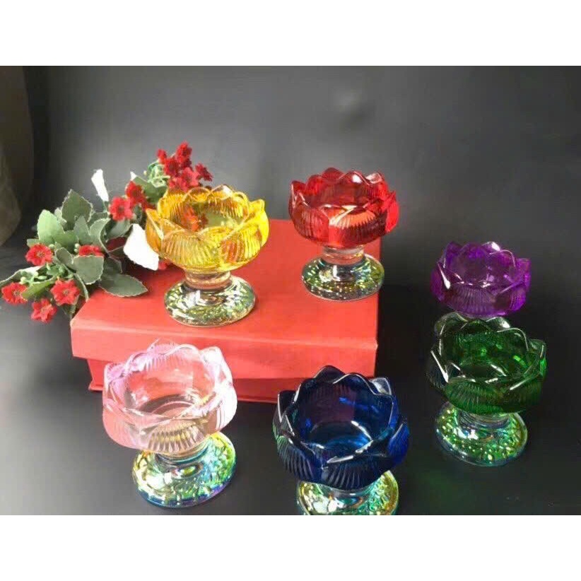 ĐẾ NẾN HOA SEN THỦY TINH CAO CẤP - PHONG THỦY MAY MẮN