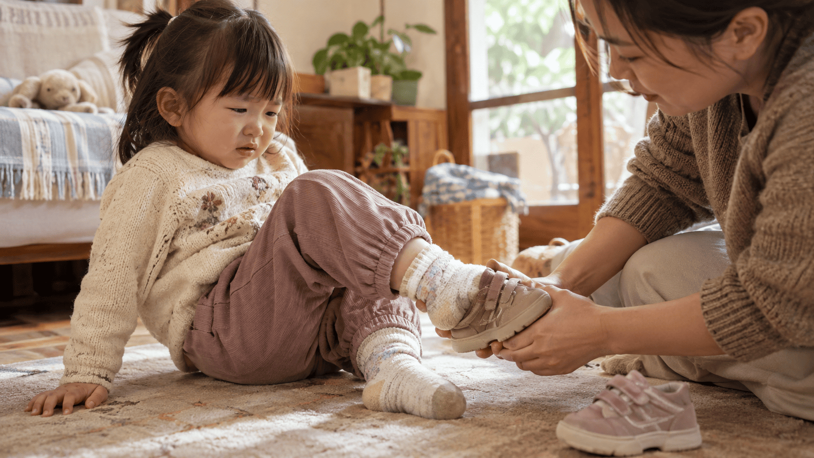 Đeo tất dày cho bé nhưng vẫn đi giày cũ:Cẩn thận chân con bị bóp nghẹt