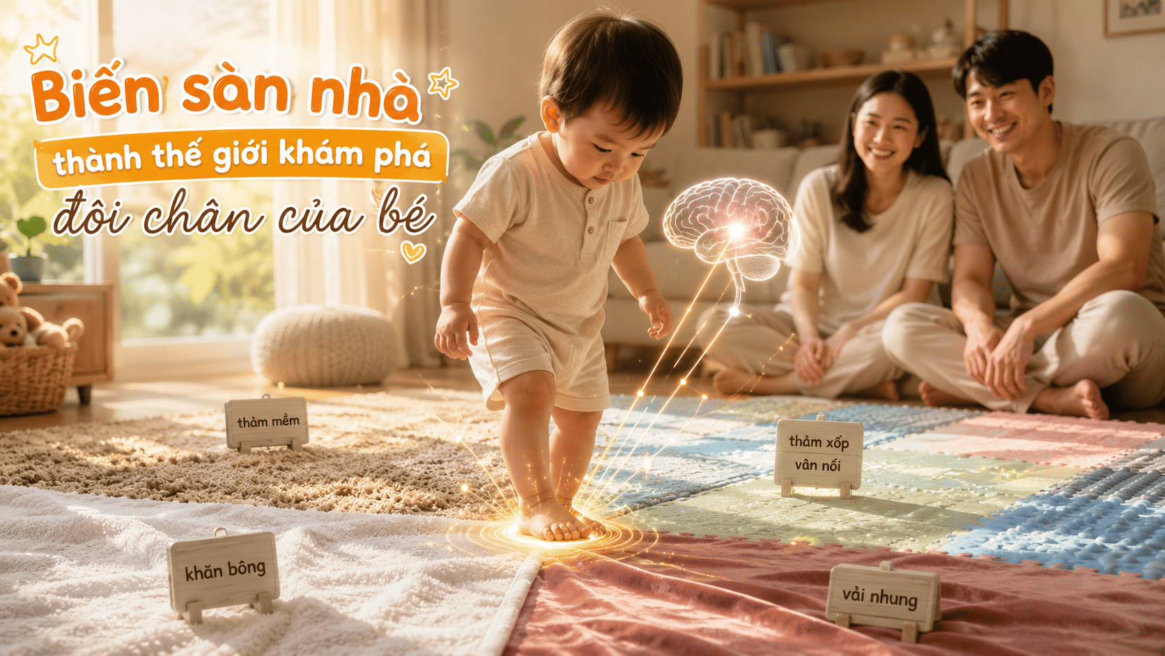 Bí quyết biến sàn nhà thành thế giới khám phá đôi chân cho bé