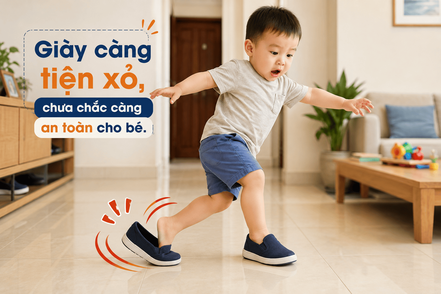 Giày lười không quai cho bé: Sai lầm khiến con hay vấp ngã!