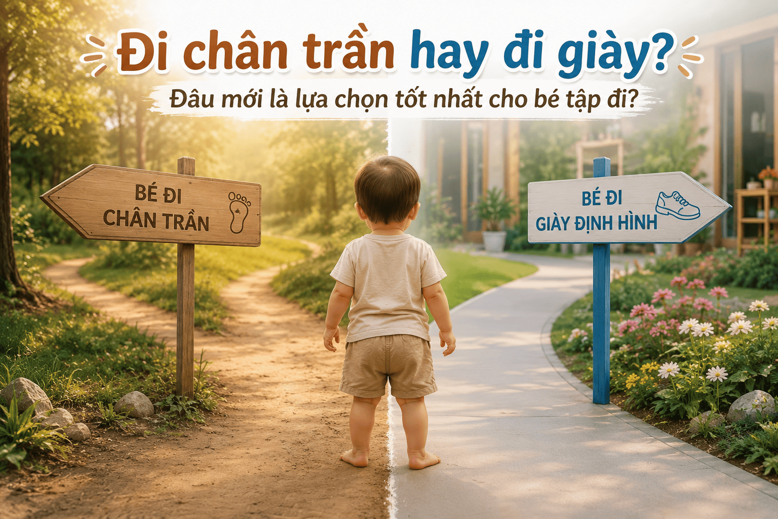 Nên cho bé tập đi: đi chân trần hay giày chuẩn y khoa?