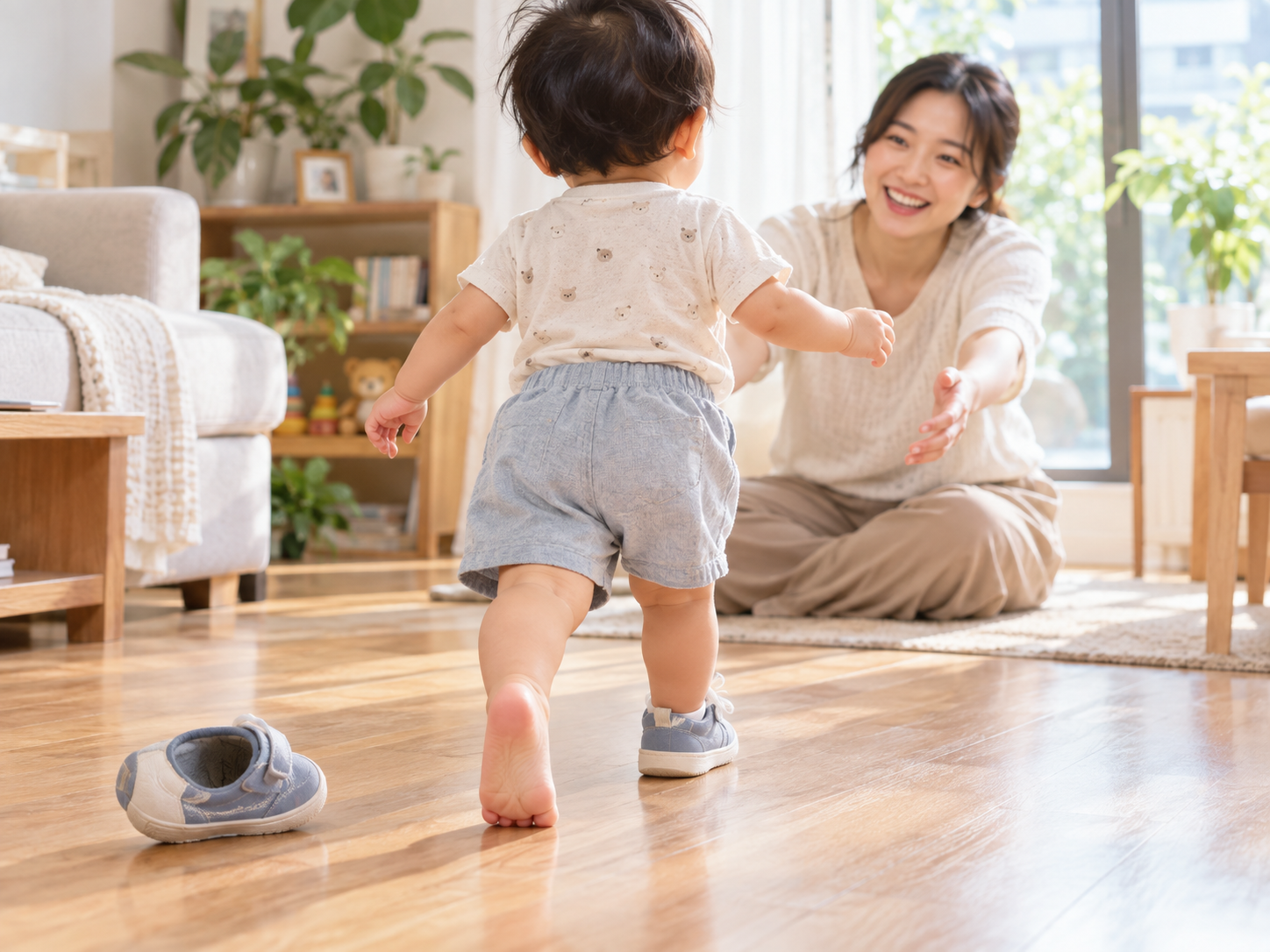 Vì sao bé mới tập đi lại thích đi chân trần hơn đi giày?