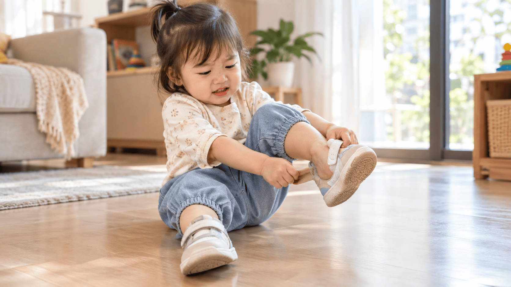 Bé đi giày nhưng cứ muốn tháo ra: Vì sao?