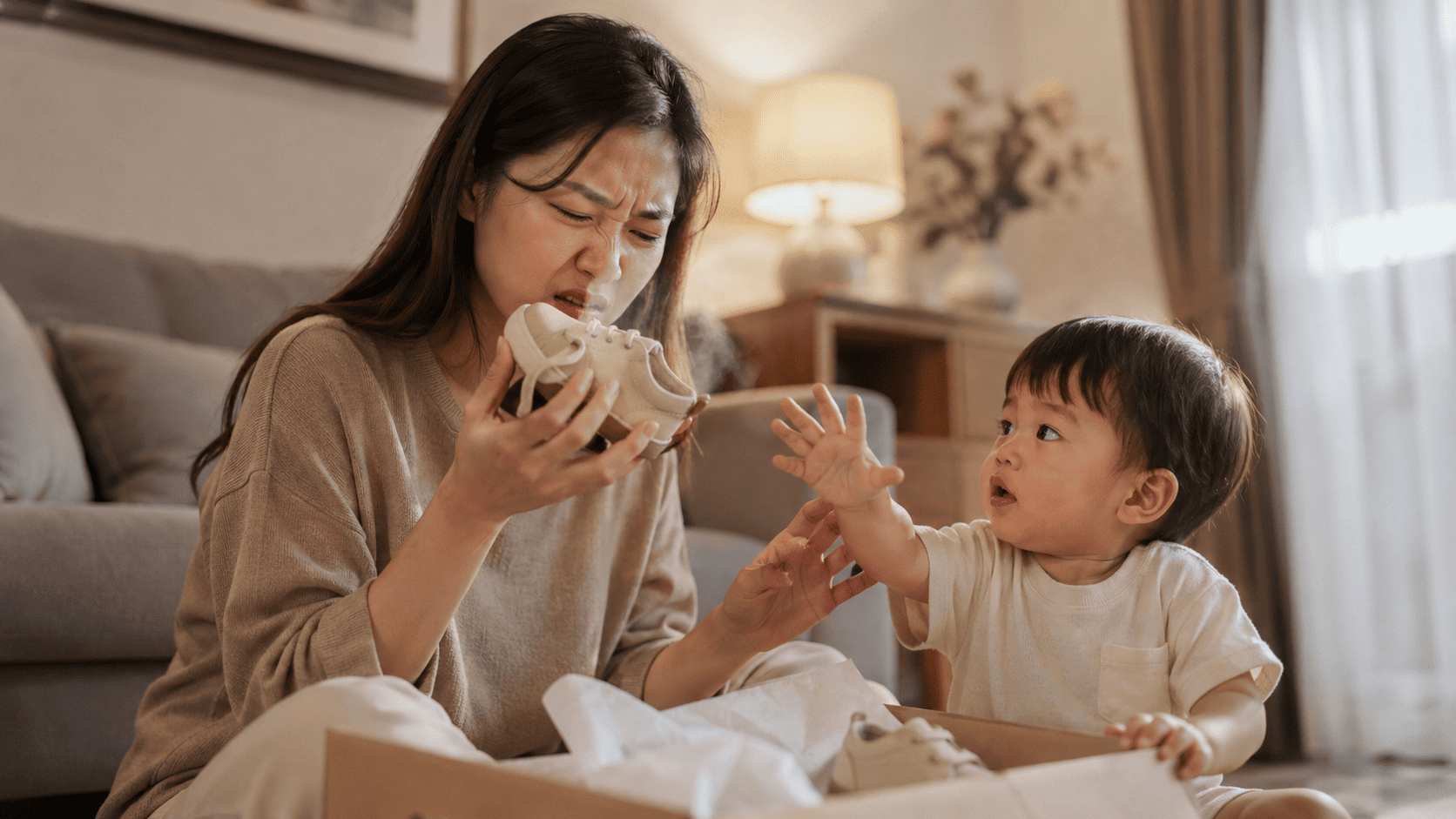 Vì sao giày mới mua có mùi hắc hóa chất khiến mẹ lo lắng?