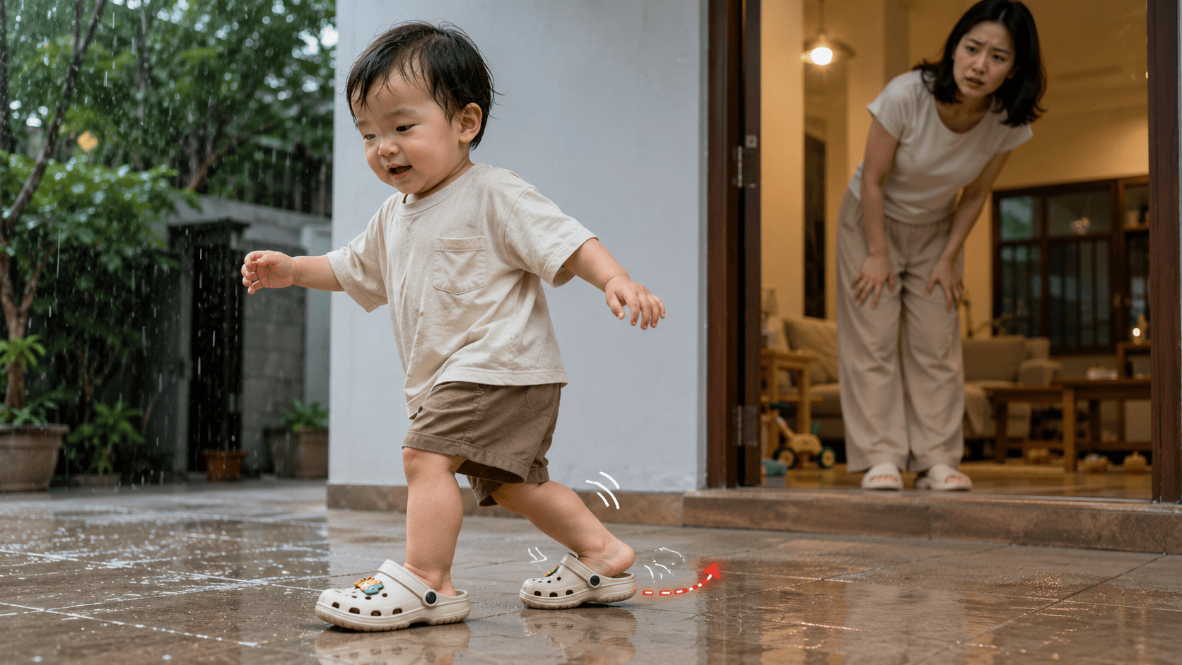 Cảnh báo dáng đi lật đật ở trẻ từ thói quen đi dép sục lỏng!
