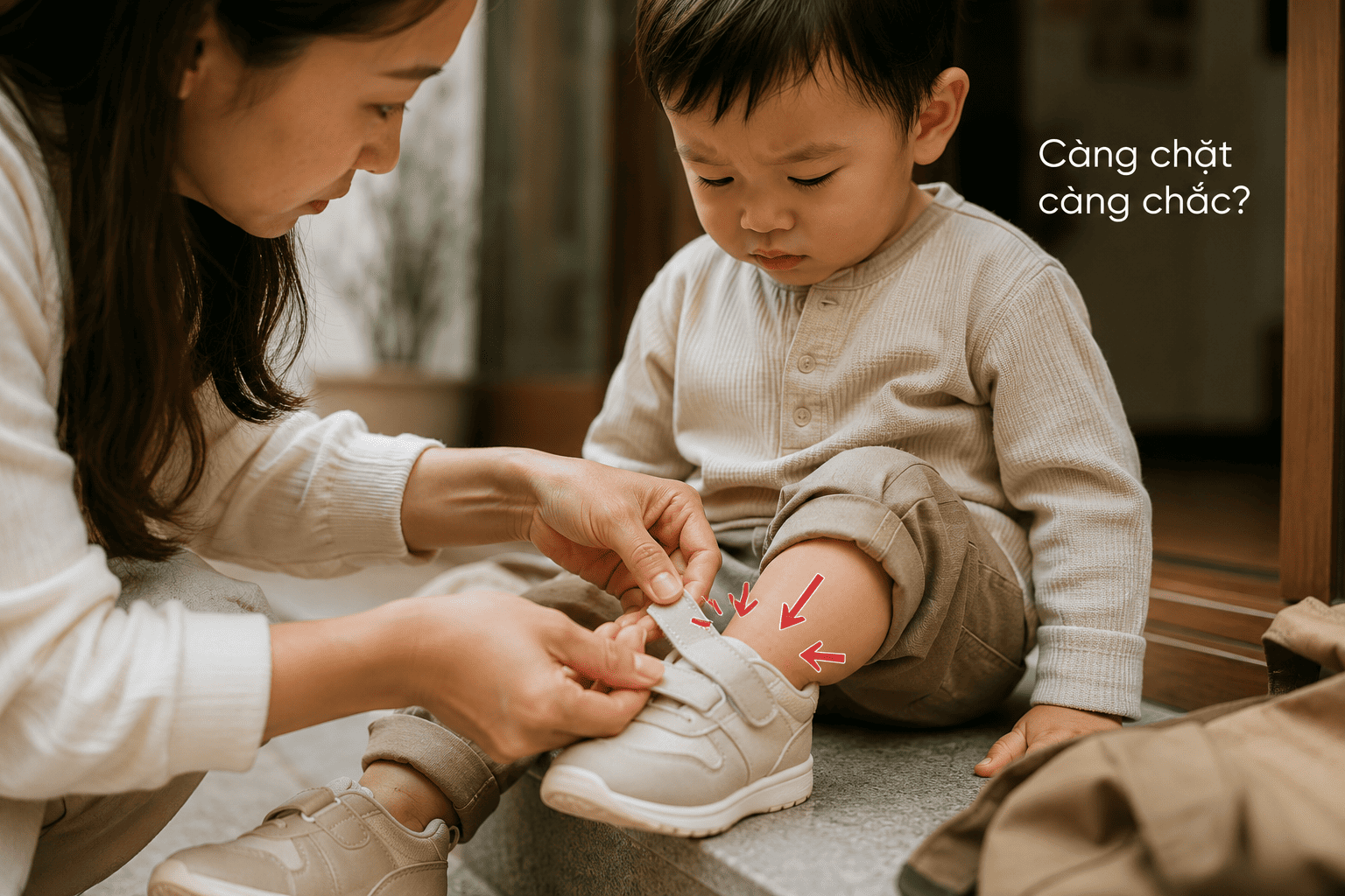 Siết quai giày quá chặt: Chân bé đang bị “bó” mỗi ngày?