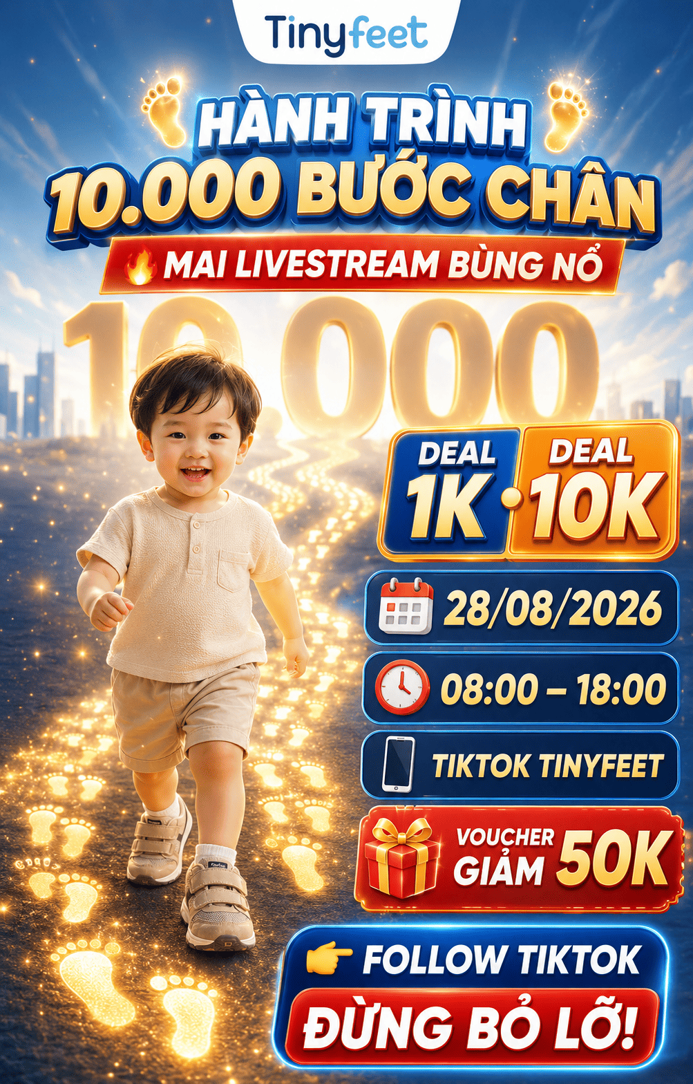 Hành Trình 10.000 Bước Chân: Livestream săn deal giày trẻ em từ 1K