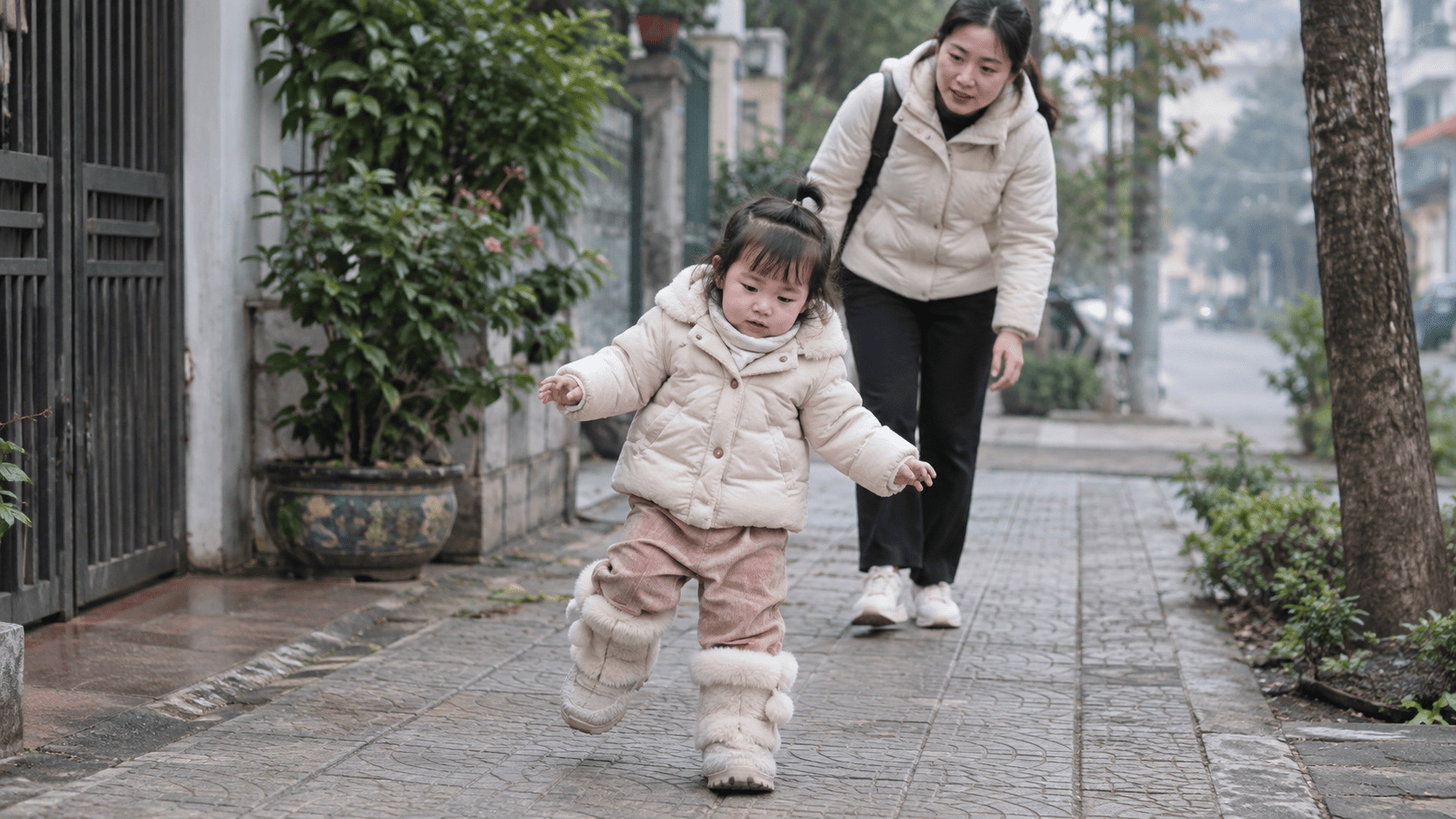 Vì sao giày bốt lót lông dày lại khiến trẻ hay vấp ngã mùa lạnh?