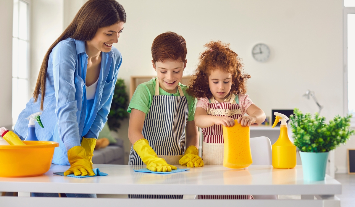 Trẻ giúp mẹ làm việc nhà để có thể kiếm được tiền tiêu vặt