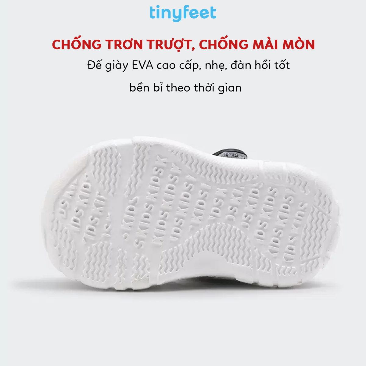 Đế giày đi học chất liệu TPR thiết kế rãnh sâu chống trơn trượt an toàn cho bé