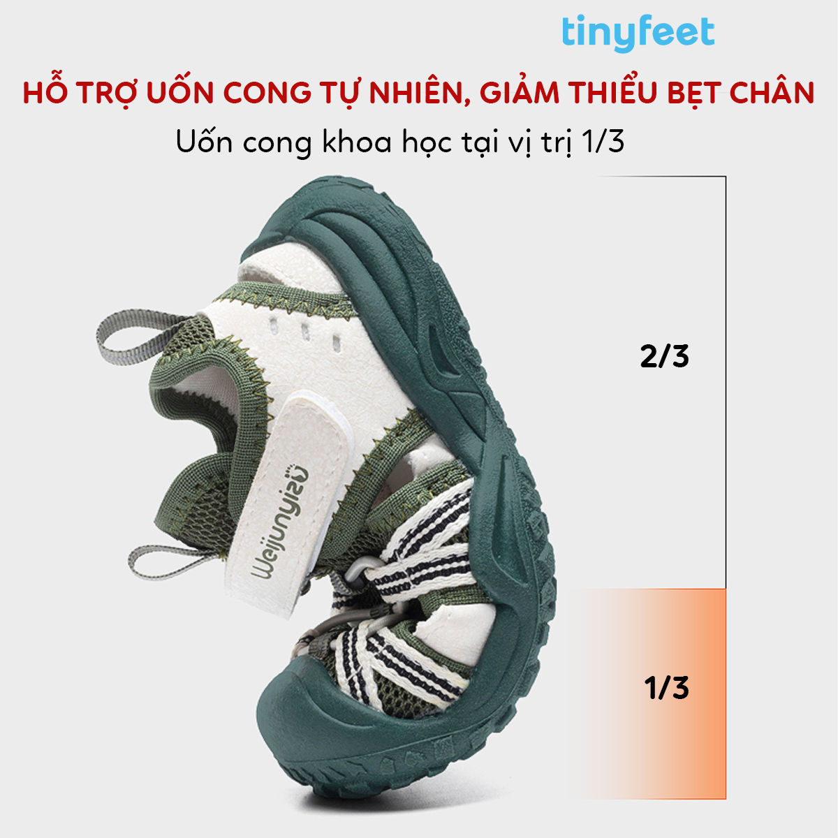 Hình ảnh mô tả đế giày mềm giúp bé trong quá trình tập đi không bị đau chân