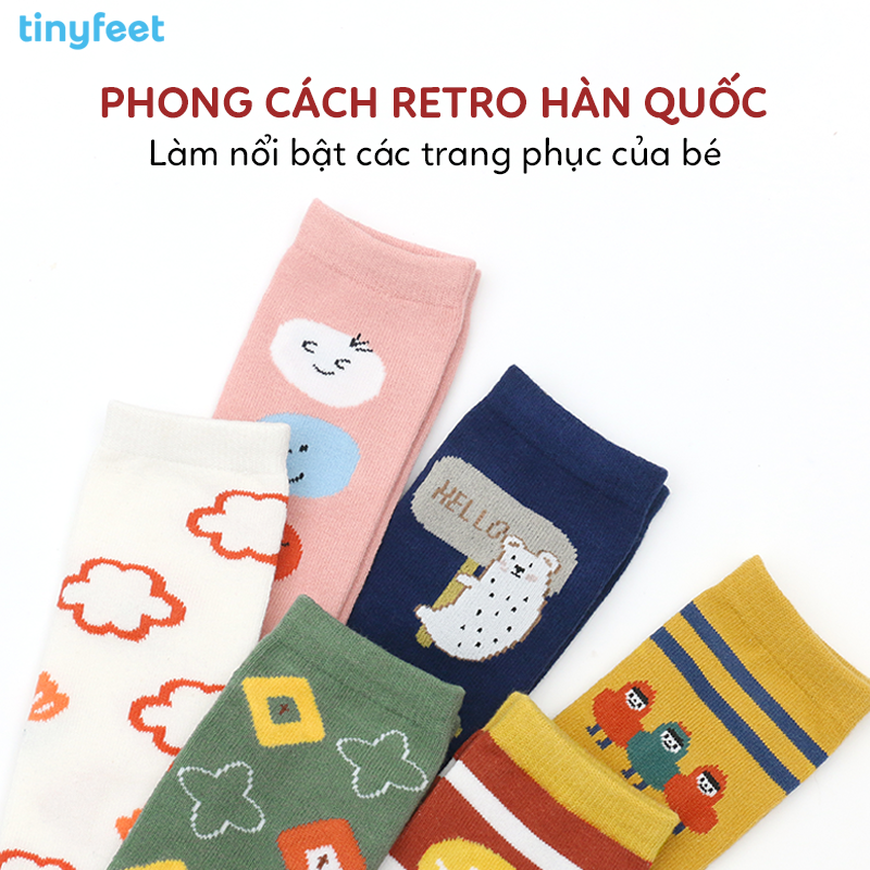 Bộ sưu tập tất trẻ em phong cách Retro Hàn Quốc họa tiết dễ thương